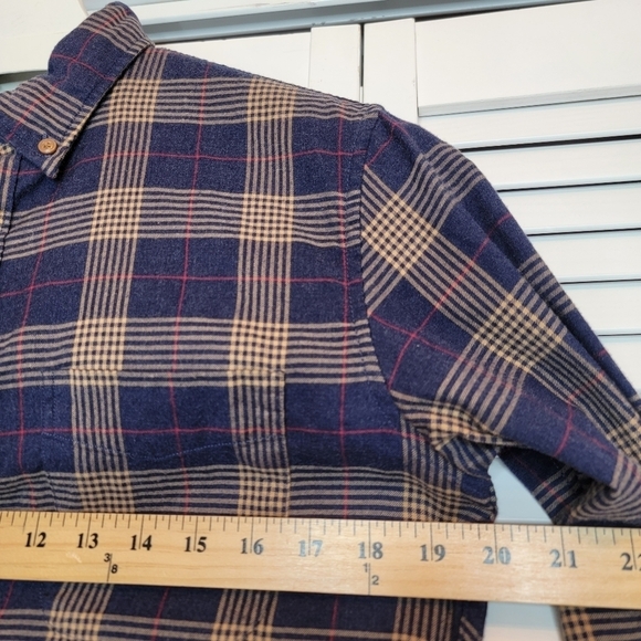 J.CREW‎ Scotch Plaid Flannel Button Down Cotton Shirt Slim Fit Men's Small Navy - Picture 12 of 15